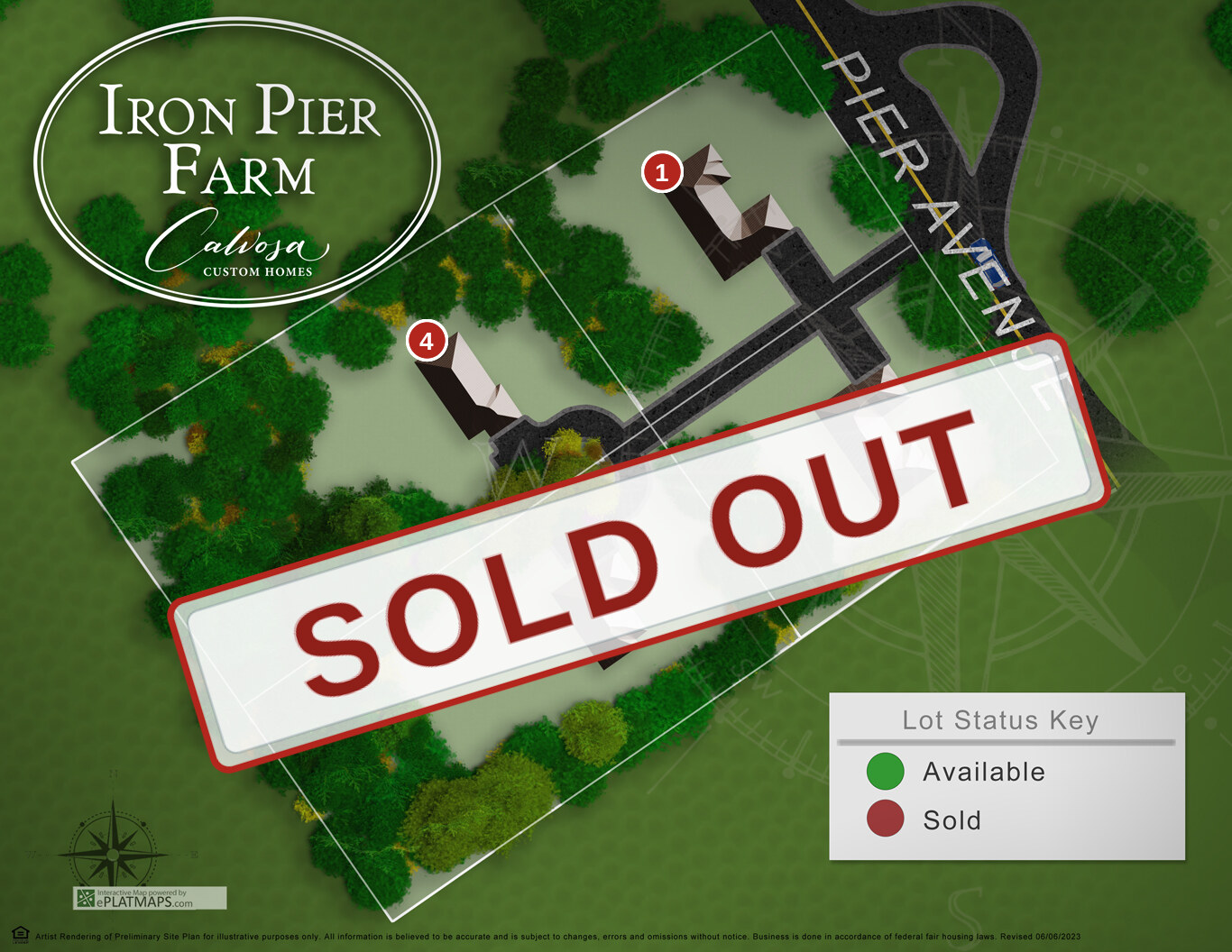 Iron Pier Farm community map marked sold out